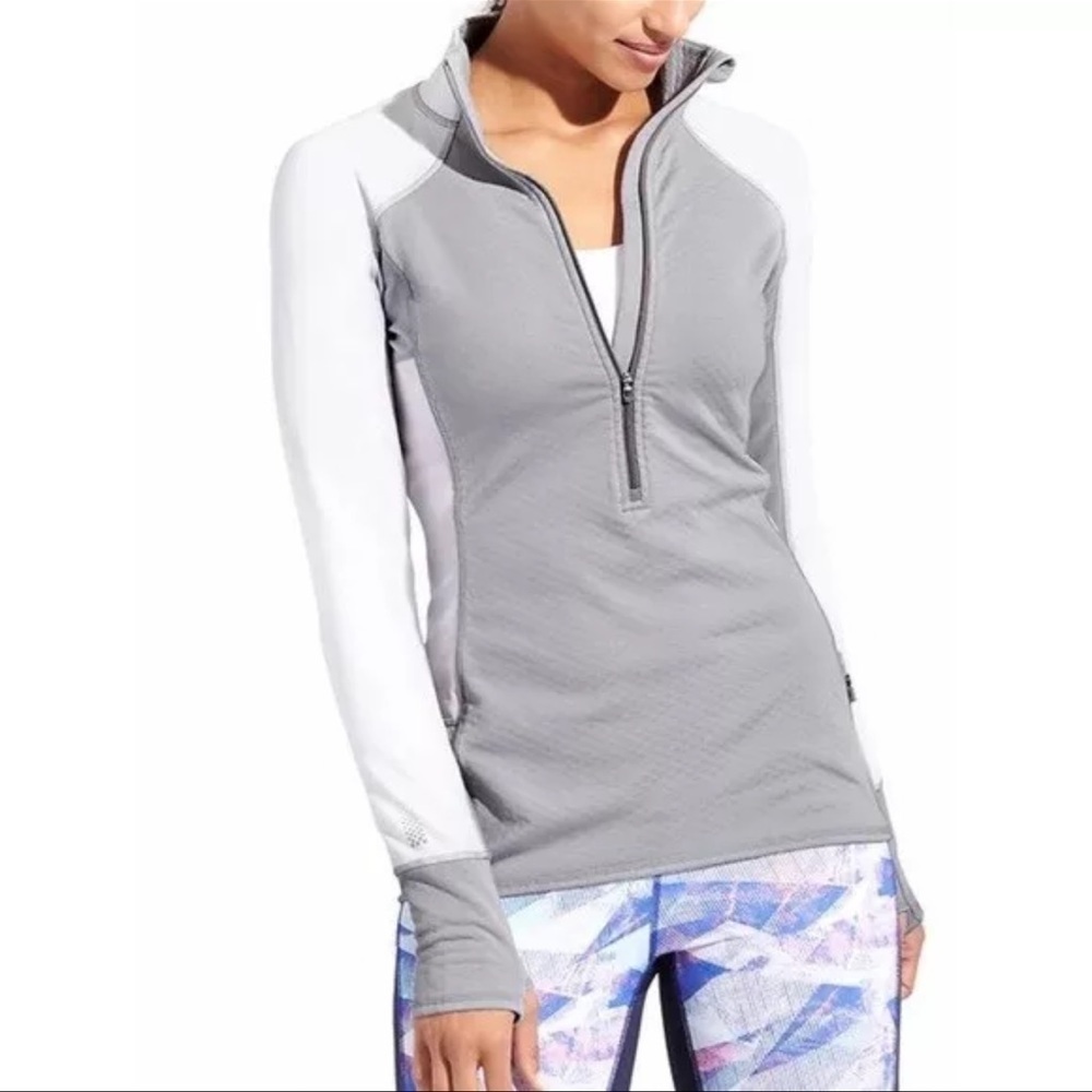 Athleta Heat Zone Half Zip Slate Grey Colorblock
